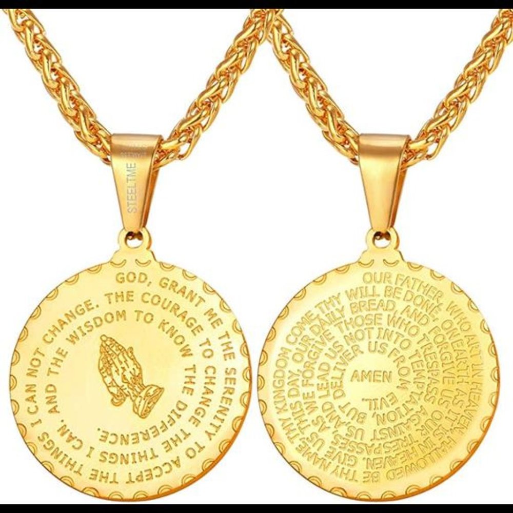 18K Gold Bible Verse Chain Necklace 2mm 20 in - Picture 2 of 5